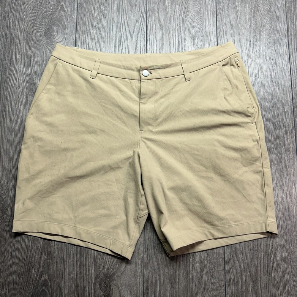 Lululemon Commission Short 9 Khaki Mens 36 Tan Warpstreme Chino Golf Shorts